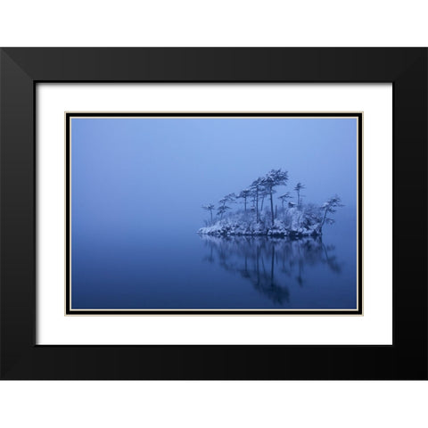 Snowy Morning Black Modern Wood Framed Art Print with Double Matting by Iga, Ikuo