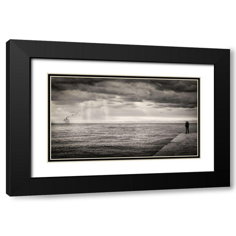 The Photographer And The Sea Black Modern Wood Framed Art Print with Double Matting by Guarino, Vito