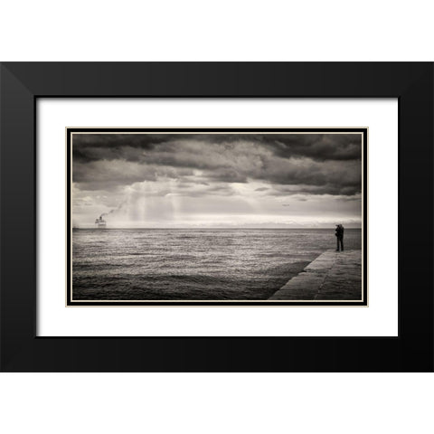 The Photographer And The Sea Black Modern Wood Framed Art Print with Double Matting by Guarino, Vito