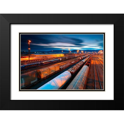 Freight Station Black Modern Wood Framed Art Print with Double Matting by Sereda, Tomas