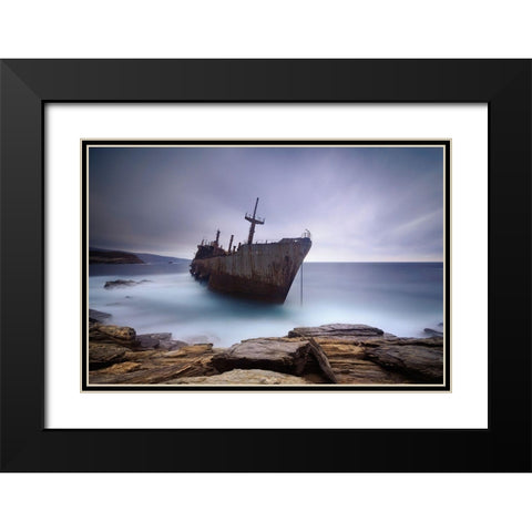 Semiramis Black Modern Wood Framed Art Print with Double Matting by Kaimaki, Maria