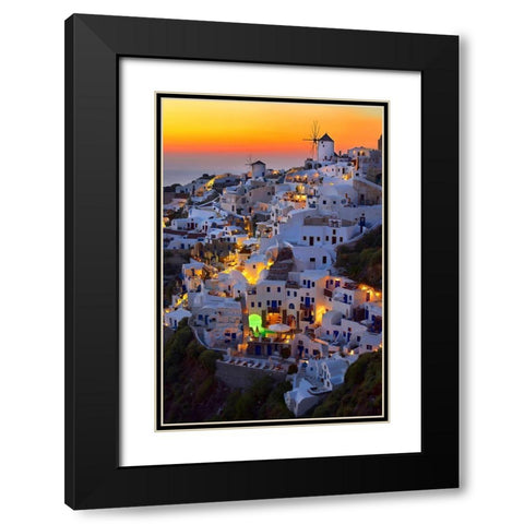Santorini Black Modern Wood Framed Art Print with Double Matting by Claudiu, Paduroiu