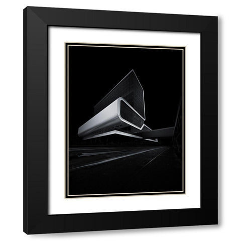Speeding Through Darkness Black Modern Wood Framed Art Print with Double Matting by Van Den, Mathijs