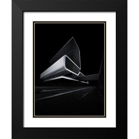 Speeding Through Darkness Black Modern Wood Framed Art Print with Double Matting by Van Den, Mathijs