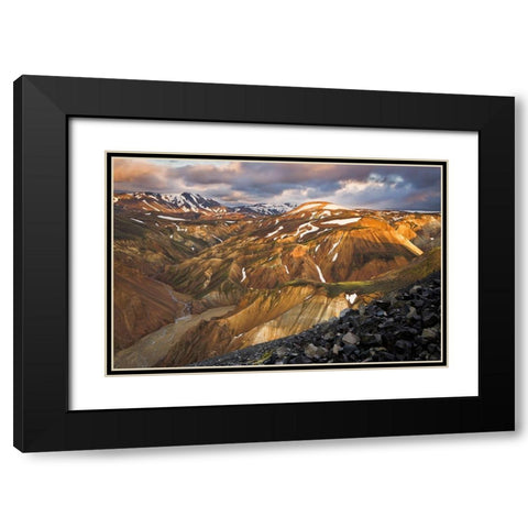Landmannalaugar Sunset Black Modern Wood Framed Art Print with Double Matting by Wrobel, Karsten