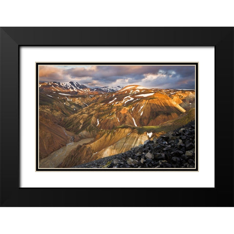 Landmannalaugar Sunset Black Modern Wood Framed Art Print with Double Matting by Wrobel, Karsten