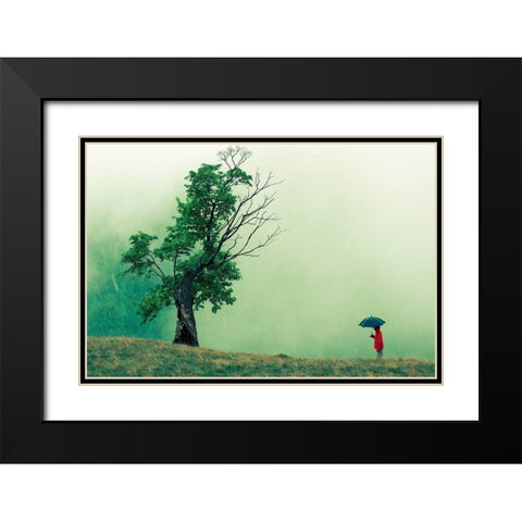 Strange Dialog Black Modern Wood Framed Art Print with Double Matting by Vidis, Sorin