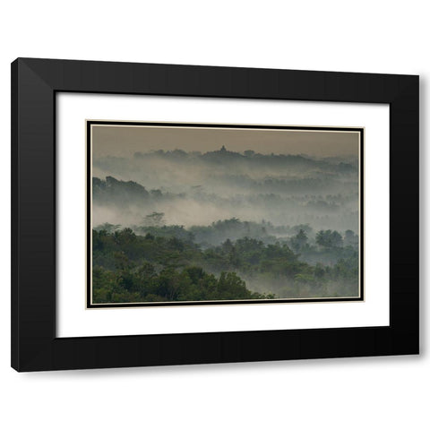 Temple In The Mist Black Modern Wood Framed Art Print with Double Matting by Wrobel, Karsten