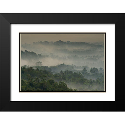 Temple In The Mist Black Modern Wood Framed Art Print with Double Matting by Wrobel, Karsten