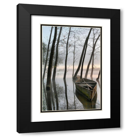 Serene Dawn Black Modern Wood Framed Art Print with Double Matting by David, Rui