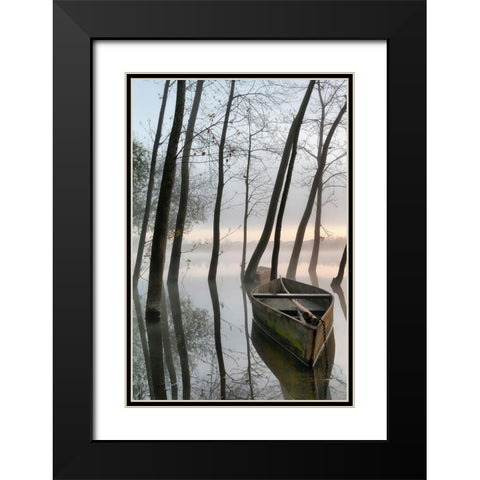 Serene Dawn Black Modern Wood Framed Art Print with Double Matting by David, Rui