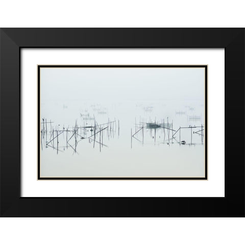 Inba Black Modern Wood Framed Art Print with Double Matting by Tomihisa, Kouji