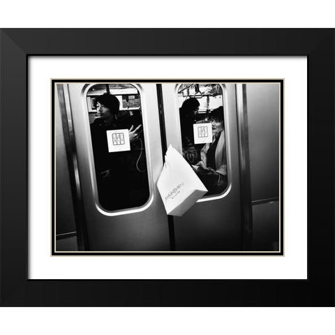 Untitled Black Modern Wood Framed Art Print with Double Matting by Suzuki, Tatsuo