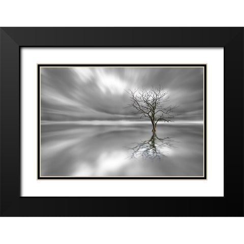 Ghost Tree Black Modern Wood Framed Art Print with Double Matting by Londal, Leif