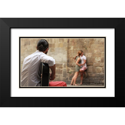 Street Love Black Modern Wood Framed Art Print with Double Matting by Serarols, Marc