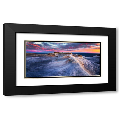 Waves Black Modern Wood Framed Art Print with Double Matting by Zhang, Joshua