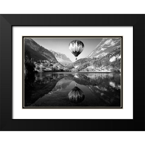 La Mongolfiera Black Modern Wood Framed Art Print with Double Matting by Auf Dem, Andrea