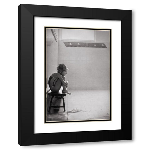 The Little Swimmer Black Modern Wood Framed Art Print with Double Matting by Bekyarova, Svetlana