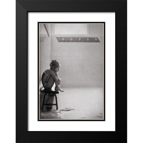 The Little Swimmer Black Modern Wood Framed Art Print with Double Matting by Bekyarova, Svetlana