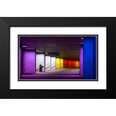 Rainbow Black Modern Wood Framed Art Print with Double Matting by piXXelpark