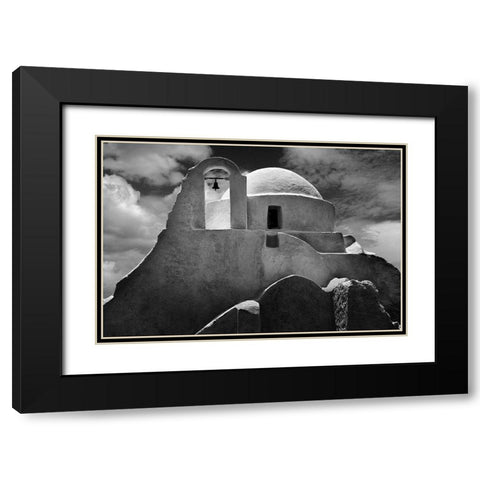 Mykonos Church Black Modern Wood Framed Art Print with Double Matting by P Stein, John