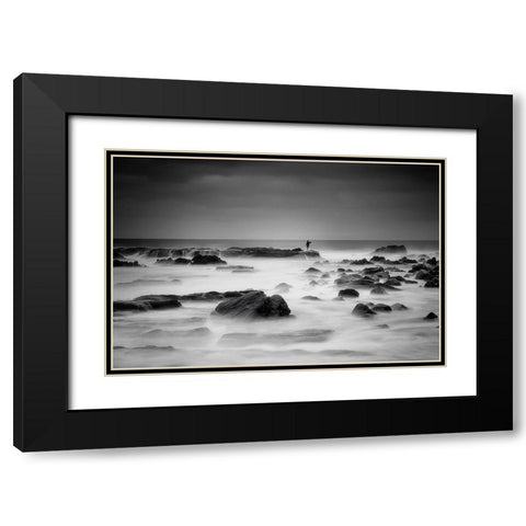 White Silence Black Modern Wood Framed Art Print with Double Matting by Shibata, Sho
