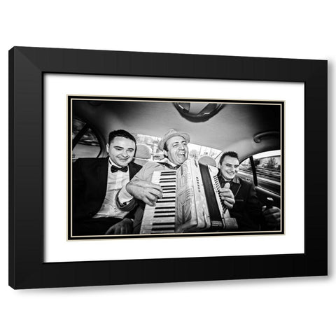 Play That Accordion, Boss! Black Modern Wood Framed Art Print with Double Matting by Tudor, Marius
