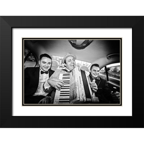Play That Accordion, Boss! Black Modern Wood Framed Art Print with Double Matting by Tudor, Marius