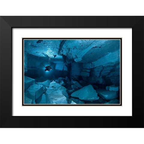 Landslide Hall Black Modern Wood Framed Art Print with Double Matting by Lyagushkin, Viktor