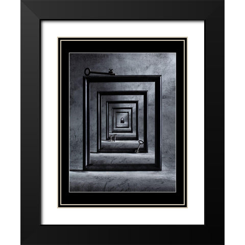 Locked Up Black Modern Wood Framed Art Print with Double Matting by Ivanova, Victoria