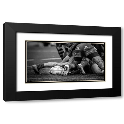 Rugby Black Modern Wood Framed Art Print with Double Matting by March, Cesar