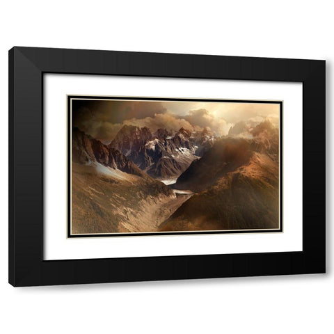 Mont Blanc Massiv Black Modern Wood Framed Art Print with Double Matting by Schumacher, Nicolas