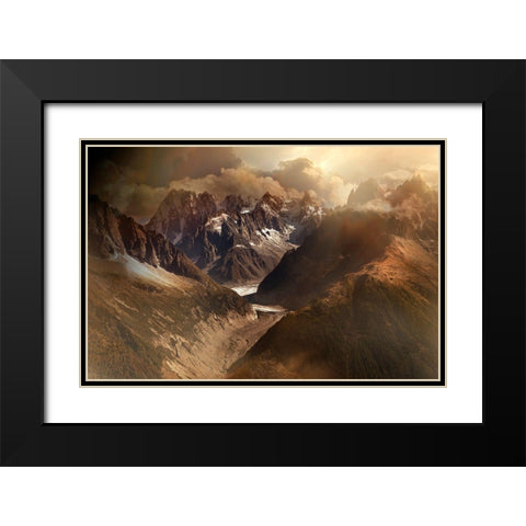 Mont Blanc Massiv Black Modern Wood Framed Art Print with Double Matting by Schumacher, Nicolas