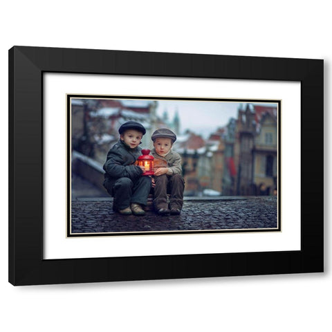 Twilight Light Black Modern Wood Framed Art Print with Double Matting by Tomsickova, Tatyana