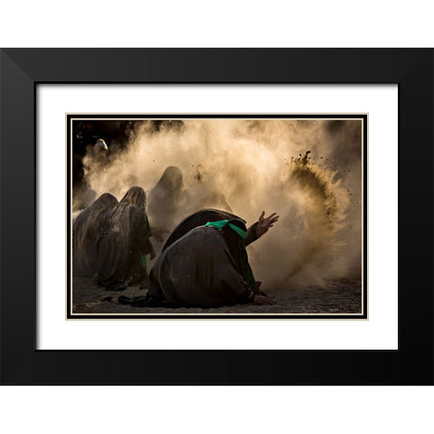 Ashura Pm2 Black Modern Wood Framed Art Print with Double Matting by Momeni, Mohammadreza