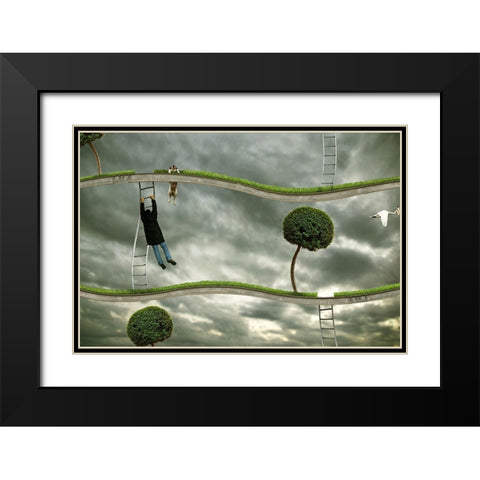 Last Level Black Modern Wood Framed Art Print with Double Matting by Solo, Mister