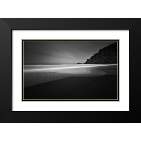... Black Beach Black Modern Wood Framed Art Print with Double Matting by Hoffmann, Raymond