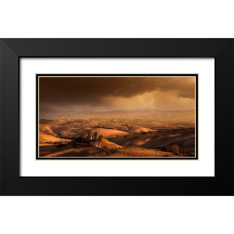 Val DA#039;Orcia Black Modern Wood Framed Art Print with Double Matting by Schumacher, Nicolas