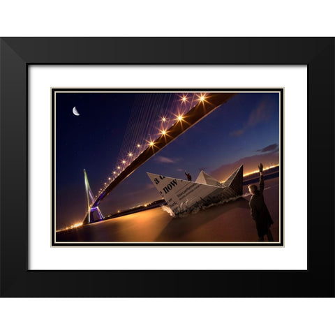 News Of The World Black Modern Wood Framed Art Print with Double Matting by Kiciak, Christophe