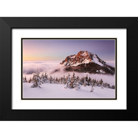 Rozsutec Peak Black Modern Wood Framed Art Print with Double Matting by Sereda, Tomas