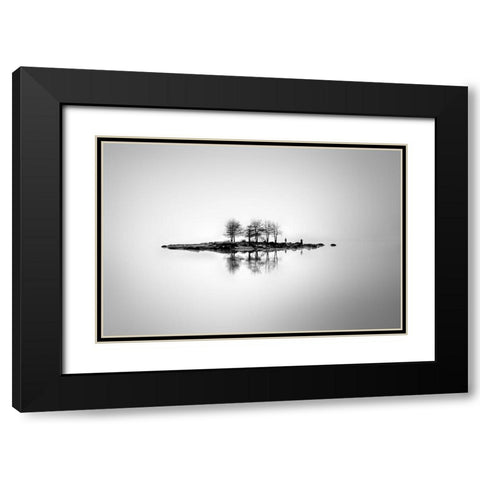 The Floating Island Black Modern Wood Framed Art Print with Double Matting by Markova, Albena