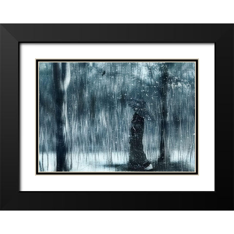 Snowfall Black Modern Wood Framed Art Print with Double Matting by Melik-Nubarova, Svetlana