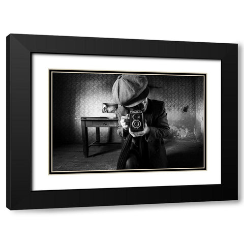 Untitled Black Modern Wood Framed Art Print with Double Matting by Grobenski, Mario