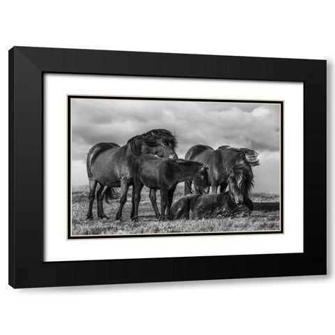 Happy Family Black Modern Wood Framed Art Print with Double Matting by Ingibergsson, Bragi