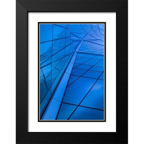 Blue Black Modern Wood Framed Art Print with Double Matting by Kravanja, Jure