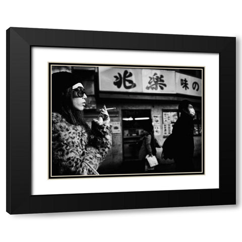 Untitled Black Modern Wood Framed Art Print with Double Matting by Suzuki, Tatsuo