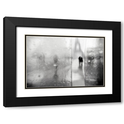 Love Story In Paris Black Modern Wood Framed Art Print with Double Matting by Drigny, Eric