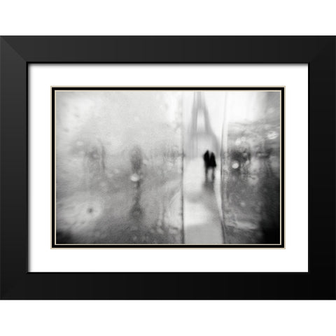 Love Story In Paris Black Modern Wood Framed Art Print with Double Matting by Drigny, Eric