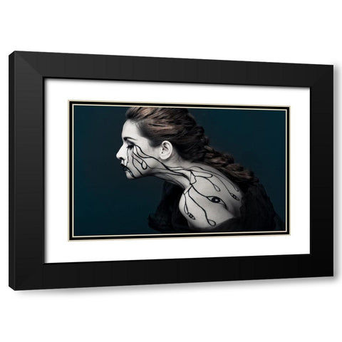 Eye To Eyes Black Modern Wood Framed Art Print with Double Matting by Yogasara, Yudhistira