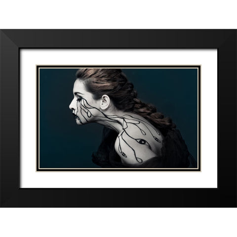 Eye To Eyes Black Modern Wood Framed Art Print with Double Matting by Yogasara, Yudhistira
